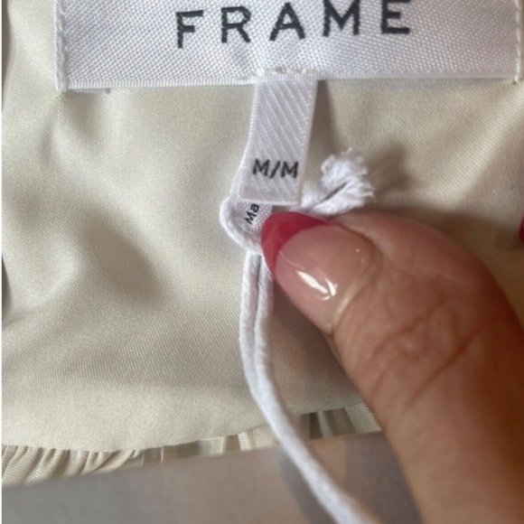 NWT Frame Puff Sleeve Square Neck Empire Waist Vanilla Blouse Sz Medium - Picture 5 of 6